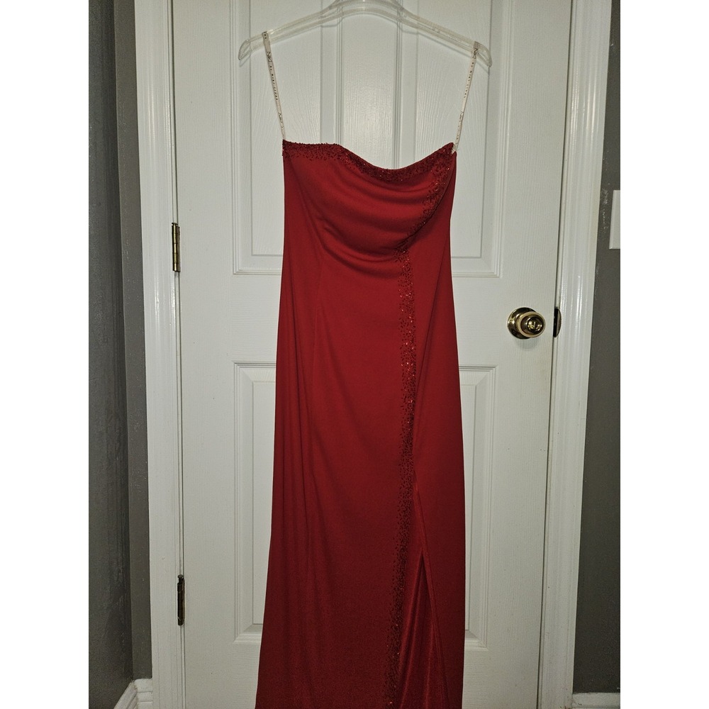 Niki Livas Vintage Red Beaded One Shoulder Sexy Party Prom Formal Dress sz 12